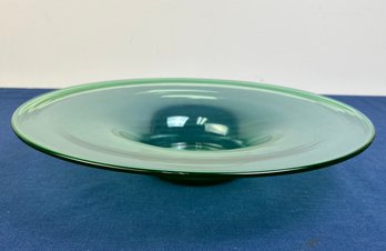 Large Shallow Green Glass Bowl