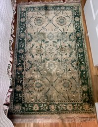 Floral Wool Rug W /fringed Edges ~ Eternity Collection, Made In India