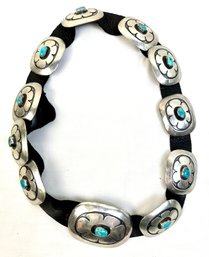 Navajo Concho Silver And Turquoise