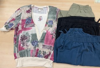 3 Pairs Of Ladies Pants And 1 Pull Over Shirt
