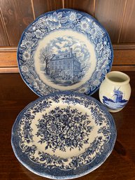 Royal Staffordshire Bowl & Plate, Delft Small Jar