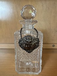 Crystal Decanter With Silver Rum Tag