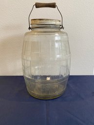 Vintage Jar With Lid & Wood Handle