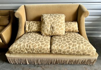 Baker Mustard Yellow Loveseat With Fringe