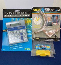 Texas Instruments Calculator, Super Rest-a-phone & 2 Toy Cars
