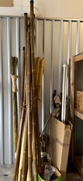 Lot Of Bamboo Curtain Rods And Hardware With A Few Others