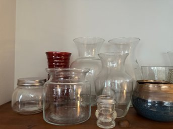 Lot Vases And A Candle