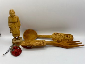 Lot Of 4 - Wood Carved Collectables