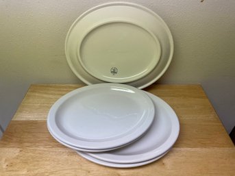 Lot Of 5 White Homer Laughlin Serving Platters ~ 3 Sizes