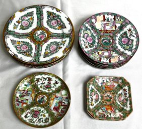 Vintage Famille Rose Chinese Glass Dishes