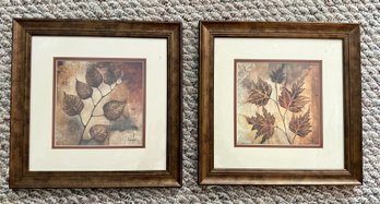 Two Pieces Of Decorator Art With Leaves