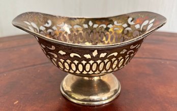 Small Sterling Silver Reticulated Pedestal Dish. (No Monogram)