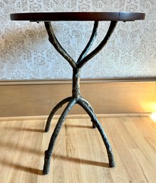 Ethan Allen Accent Table With Metal Tree Branch Base