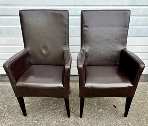 Two Faux Leather Chairs Dark Brown