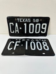Two Vintage Texas License Plates