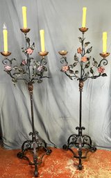 Pair Of Vintage Iron Floor Lamps.
