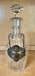 Crystal Decanter With Sterling Silver Brandy Tag