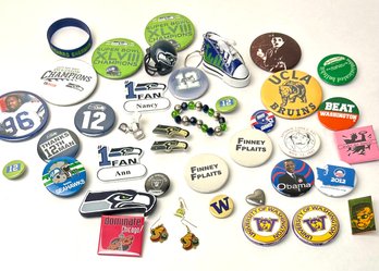 Vintage Assortment Sports And Pop Culture Buttons