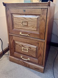 Two Drawer Oak File Cabinet With Key