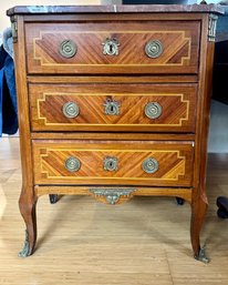 1850s Louis XV Style Marble Top Three Drawer Side Table