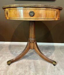 Federal Style Leather Top Drum Table