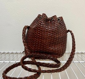 Vintage Leather Nordstrom Woven Bucket Bag