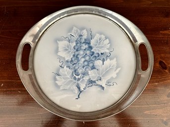 14 Inch Porcelain And Metal Serving Tray.