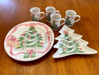 Set Of 6 Sanyo Holiday Dishes And Mugs