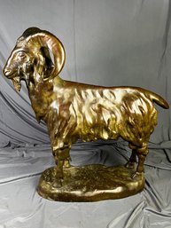 Large Vintage Bronze Brass Goat Statue