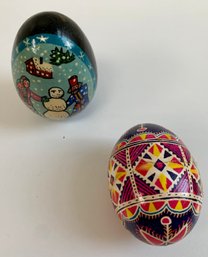 Decorative Eggs, One With Winter Scene