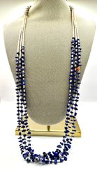 Vintage Blue Lapis And Shell Necklace 17