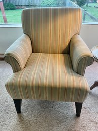 Beige W/stripe Upholstered Arm Chair