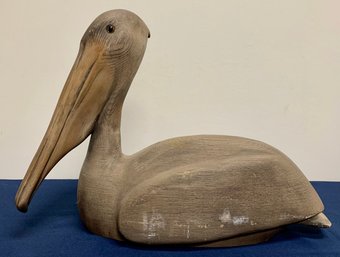 Medium Wood Pelican Sculpture