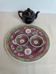 Chinese Plate And Japanese Small Teapot