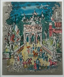 Framed Signed Charles Cobelle Arc De Triomphe Lithograph