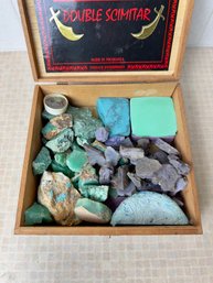 Cigar Box Of Turquoise Holly Blue And Chrysoprase