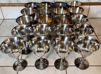 20 Silver Plate Goblets, 4 Tarnished(Cracked), 2 Makers From Italy, El De Uberti & Crown W/a