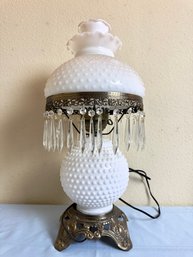 Milk Glass Hobnail Electrified Lamp