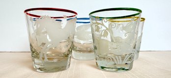 Five Vintage Small Glasses With Animals