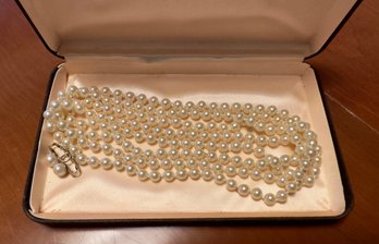 Vintage Faux Pearl Necklace And Earring Set