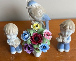 Aynsley Porcelain Flowers, Parrot, 2 Children.