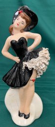 Vintage Lady Dancer Figurine, Has Some Glue On Back Of Hat.