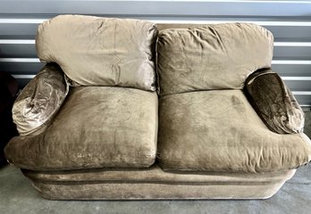 Beige Crushed Velvet Loveseat