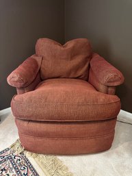 Sherrill Burgundy Swivel Barrel Chair