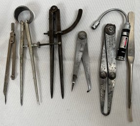 Lot Of Compass And Measuring Tools. 1 Starrett.