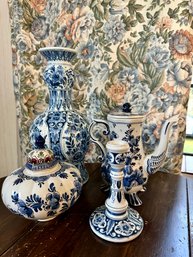 Four Pieces Of Delft Items