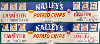 2 Vintage Nalleys Potato Chips Canister Labels