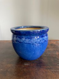 Colbalt Blue Glazed Flower Pot