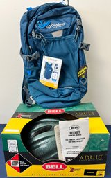 Bell Helmet Size Adult M/l And A Outdoor Products Hydration Pack.