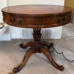 32' Leather Top  Round Drum Table.